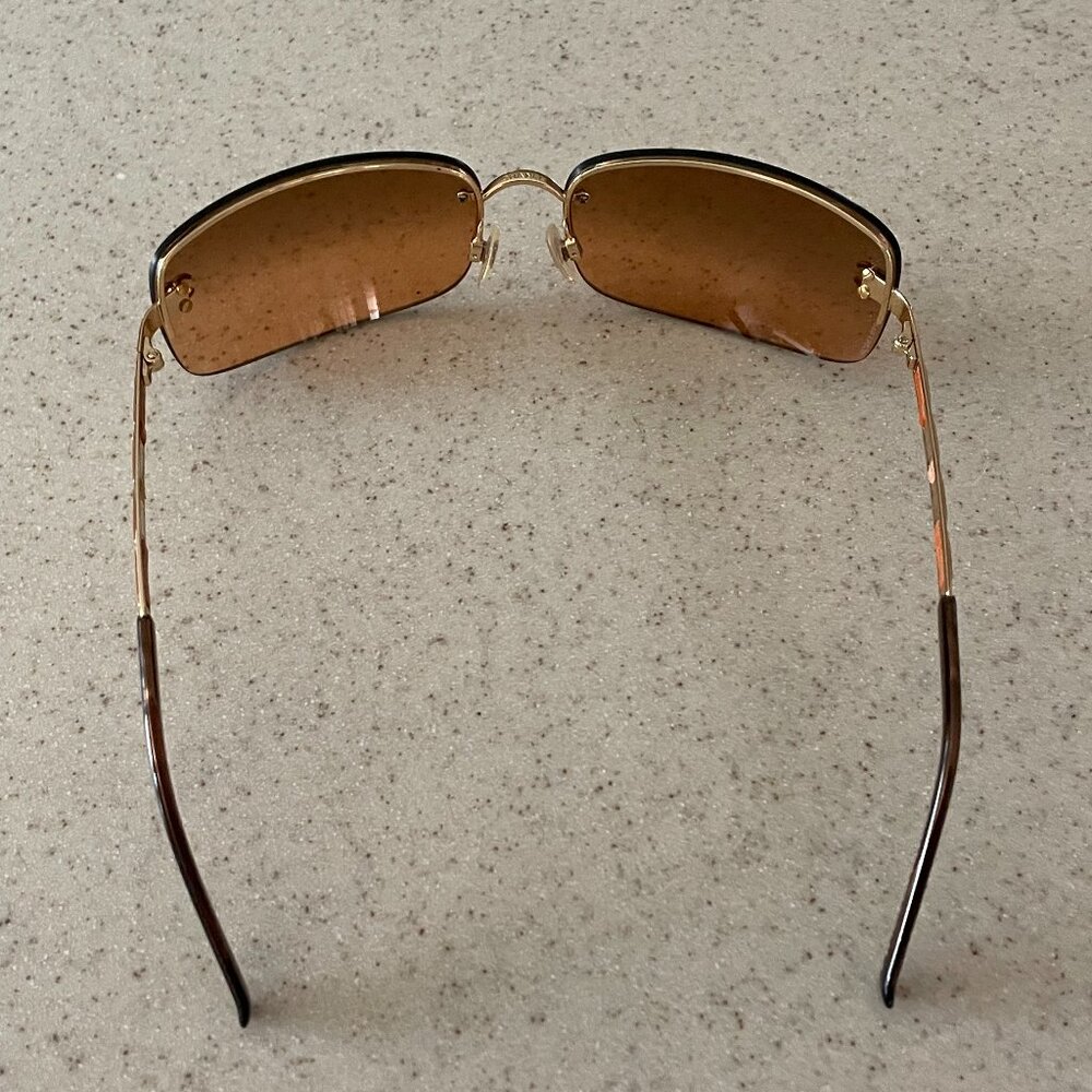 CHANEL 🔥 RARE Vintage 1990 Gold Rimless CC Sunglasses 4113 Orange With Case